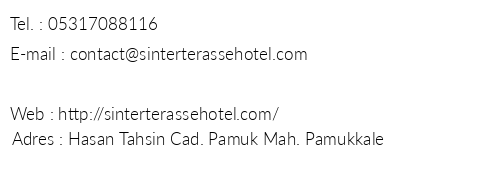Sinter Terasse House Hotel telefon numaralar, faks, e-mail, posta adresi ve iletiim bilgileri